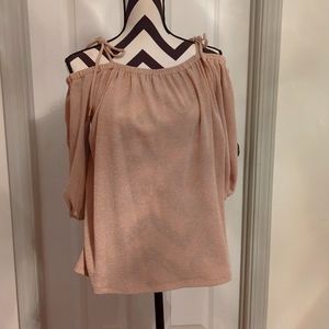 Michael Kors Gold Glitter Knit Sweater Strappy Shoulder w/slight blemish Size XL